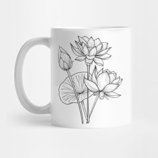 Lotus Blossom Line Art Mug